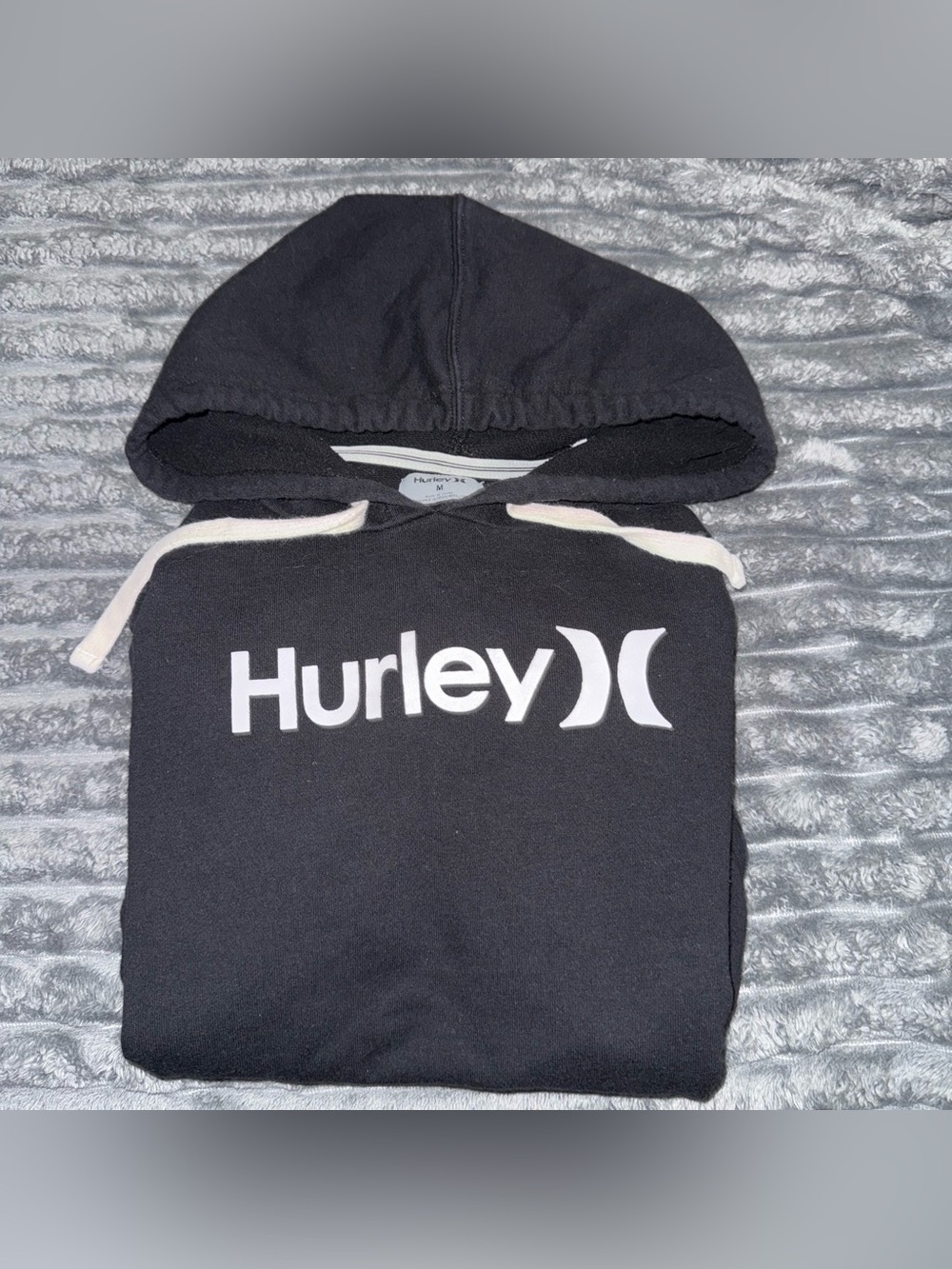 Vintage Y2K Hurley Black Hoodie with White Logo